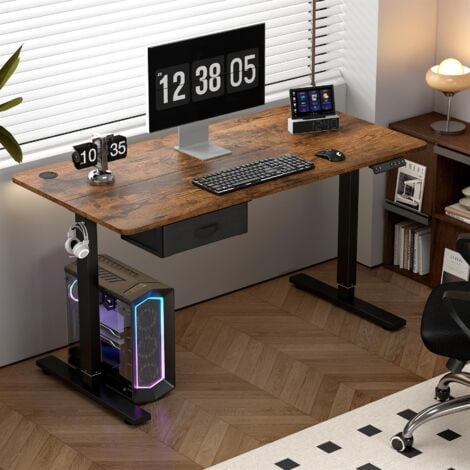 Height Adjustable Electric Standing Desk w/ USB A-Charging Port and Desk Drawer EASTON BROWN 100