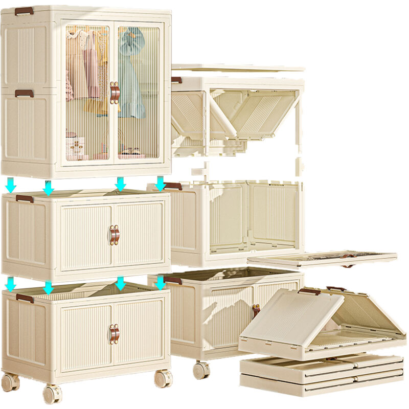 Armoire multi-usages pour enfants, armoire modulaire pliable et librement combinable en pp de haute qualité, armoire pour enfants sur roulettes peu