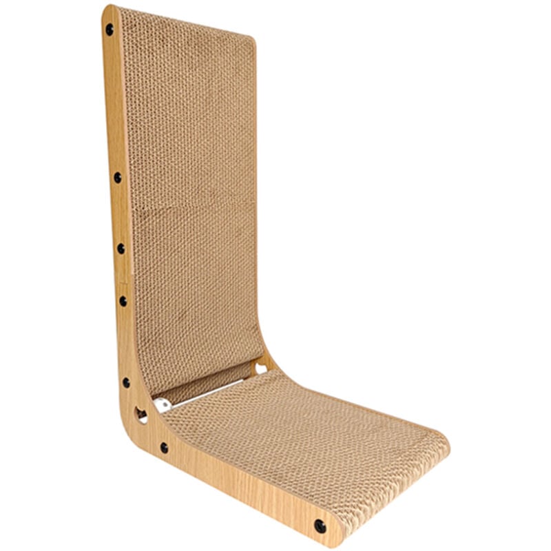 Heikoeco® grattoir chat, L-forme, meuble à gratter blanc, balles à la menthe pour chats