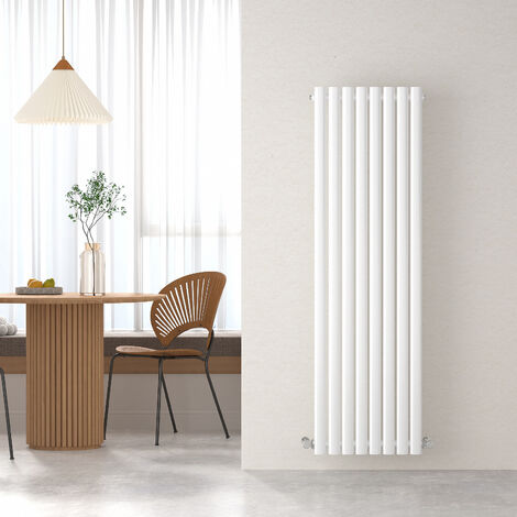 Heilmetz 1600×472mm White Modern Designer Radiator Vertical Oval Column Single Panel Rad