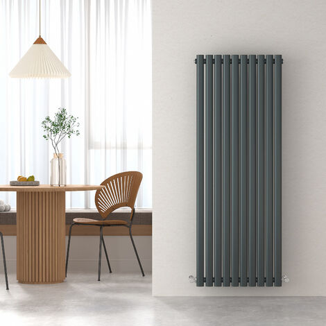 Heilmetz 1600×590mm Anthracite Modern Designer Radiator Vertical Oval Column Single Panel Rad
