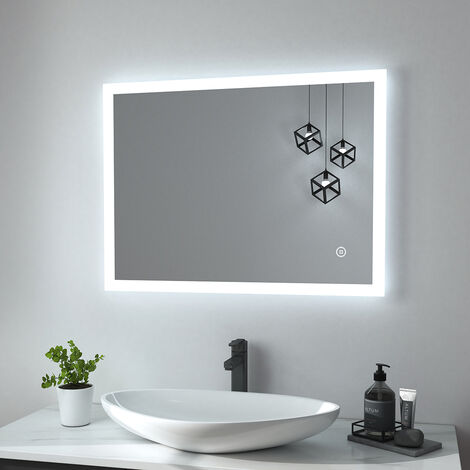 Heilmetz Badspiegel mit Beleuchtung LED Badezimmerspiegel Anti-beschlag Wandspiegel Kaltweiß Licht 6500k 60x80cm