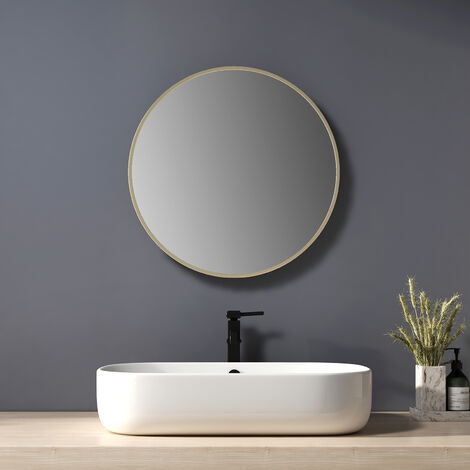 Heilmetz Bathroom Mirror 50×50cm Round Mirror Wall Mirror Gold Wall Decoration for Bathroom Bedroom Living Room Entrance