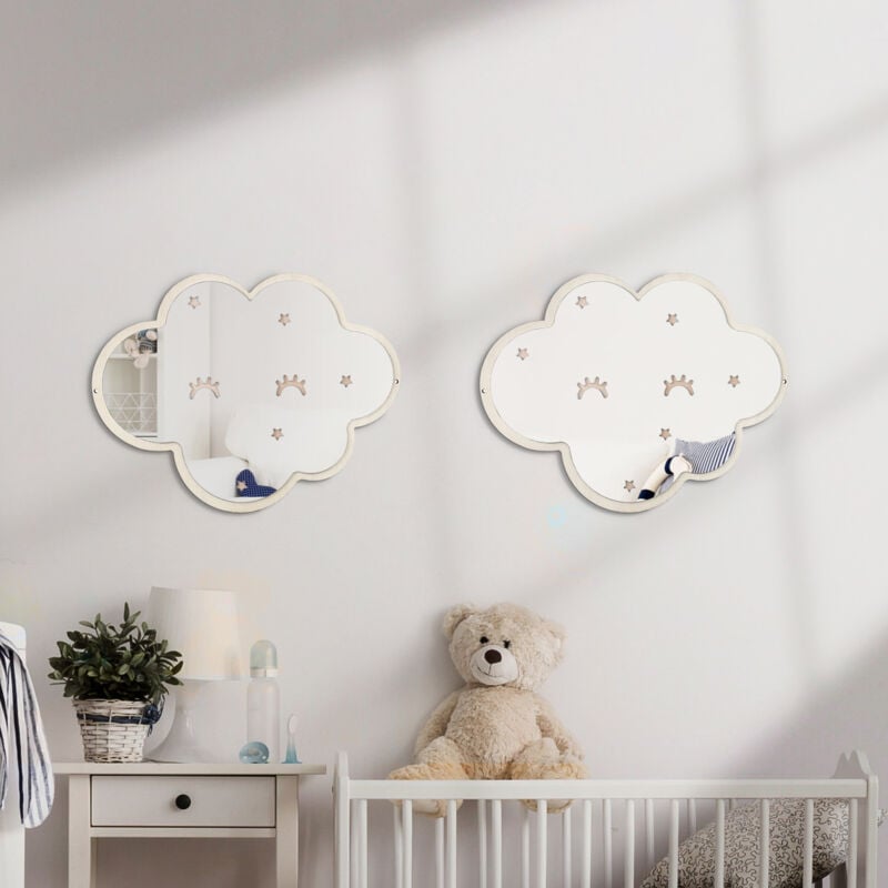 Heilmetz - Sticker Mural Miroir à Coller 2 pièces Décoration des Chambres d'enfants de Dessins Animés Nuages (peut être accroché/collé)