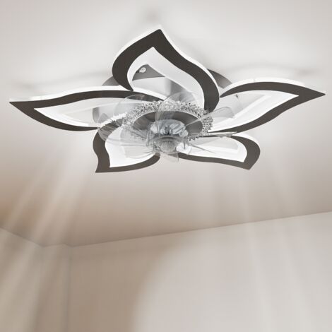 Heilmetz Deckenventilatoren mit Beleuchtung, 3 Farbtemperatur Dimmar und 6 Geschwindigkeiten Leise Deckenventilator mit Fernbedienung, für Schlafzimmer Wohnzimmer(Schwarz, Elegante Blume)