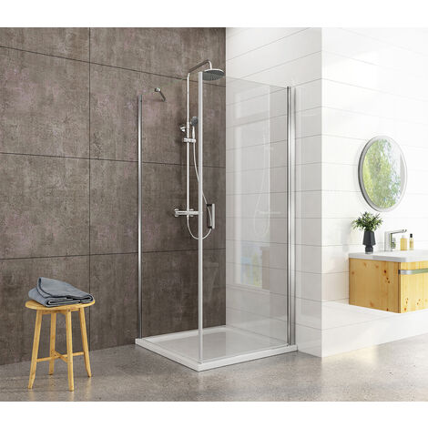 Heilmetz Duschkabine 90x90cm Duschabtrennung Duschtür mit Seitenwand Duschwand Schwingtür 6mm ESG Sicherheitsglas mit Beidseitiger Nano-Beschichtung Höhe 195cm