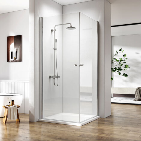 Heilmetz Duschkabine Eckeinstieg Duschabtrennung Schwingtür Duschtür NANO Glas 90x90x185cm