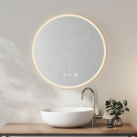 Heilmetz Espejo Baño Redondo Con Reproductor Bluetooth Espejo de baño LED de luz neutra 70cm