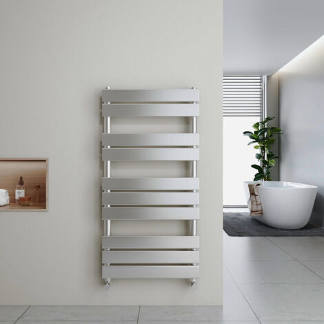 Heilmetz Flat Panel Heated Towel Rail Radiator Bathroom Central Heating Ladder Radiator Chrome 1000 × 500mm