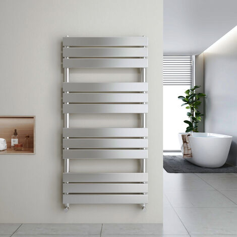 Heilmetz Flat Panel Heated Towel Rail Radiator Bathroom Central Heating Ladder Radiator Chrome 1200 × 600mm