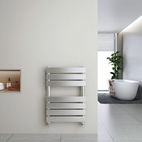 Heilmetz Flat Panel Heated Towel Rail Radiator Bathroom Central Heating Ladder Radiator Chrome 650 × 450mm