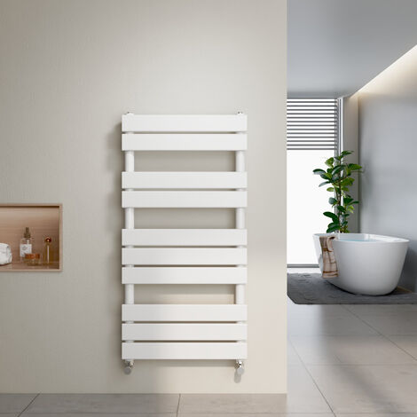 Heilmetz Flat Panel Heated Towel Rail Radiator Bathroom Central Heating Ladder Radiator White 1000 × 500mm