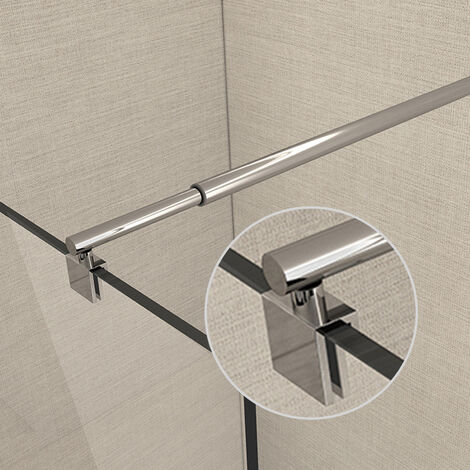 Heilmetz Haltestange für Duschwand Stabilisator mit 70-120 cm teleskopierbar für Glasstärke 8-10 mm, Rund Stabilisierungsstange für Duschen Edelstahl Chrome (1 Stück)