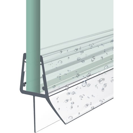 Joint d'étanchéité bas horizontal pour portes de douche pivotantes, 100 cm,  transparent pour verre 6 mm