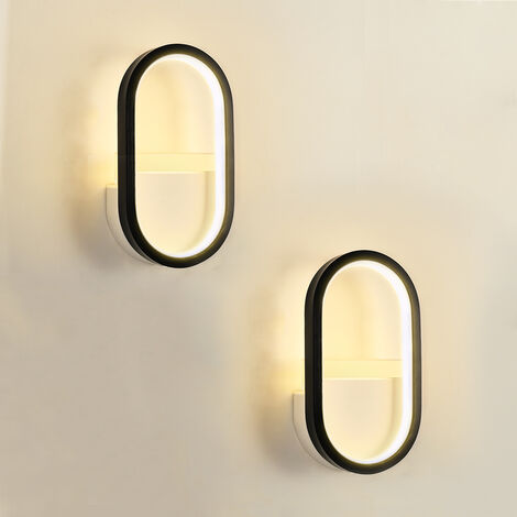 Heilmetz LED-Wandleuchte Innen Modern 15W LED Wandlampe Kaltweißes/Neutrales/Warmweißes für Wohnzimmer Schlafzimmer Treppenhaus Flur Schwarz,2 Stück