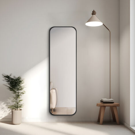 Heilmetz – Miroir sur pied 120x37 cm – Miroir trempé avec cadre en alliage d'aluminium – Montage mural ou debout – Pour chambre, dressing, salon, gymnase
