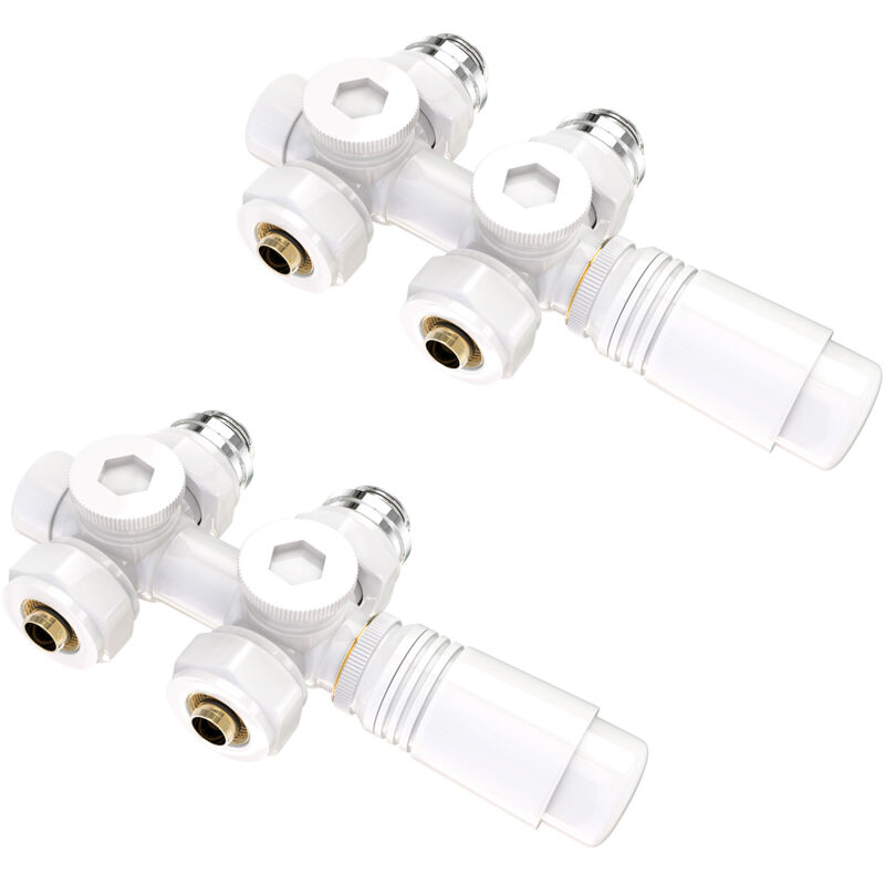 Heilmetz - multiblock set pour le raccordement des radiateurs raccord avec thermostat 50mm accessoires de chauffage angle et passage forme