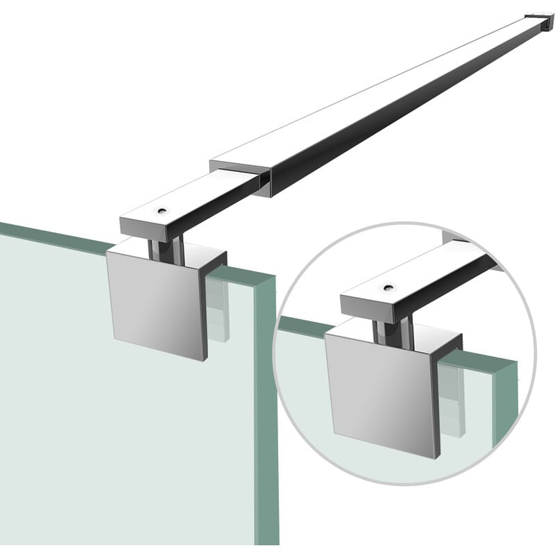 Parois de douche barre de stabilisation stabilisateur pour 8-10mm paroi de douche acier inoxydable 70-120cm barre de support carrée - Heilmetz