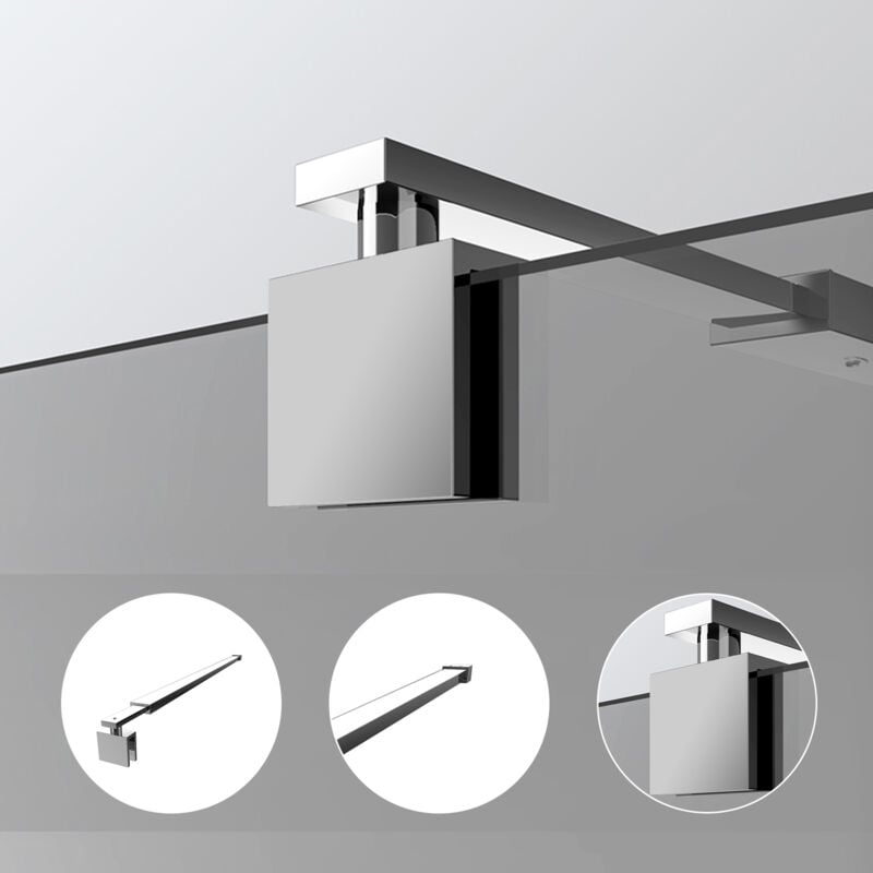 Parois de douche barre de stabilisation stabilisateur pour 8-10mm paroi de douche acier inoxydable 70-120cm barre de support carrée - Heilmetz