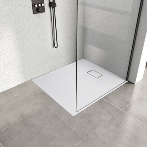 Heilmetz Piatti Doccia in Pietra Extra Piatto doccia Strutturato Antiscivolo in Materiale SMC Antiscivolo Piazza Bianco 90x90cm