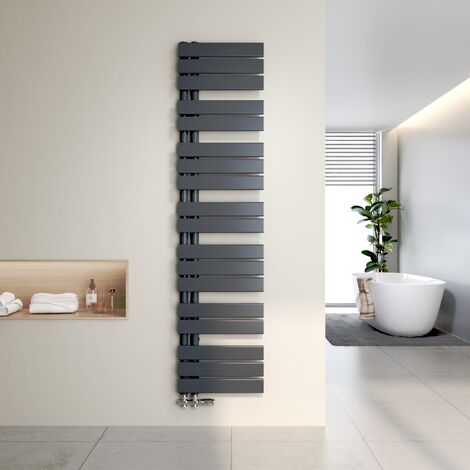 Heilmetz Radiador de Baño y Multiblock set Calentador Secatoallas Calentador de Toallas Antracita 160x40cm + Antracita Válvula