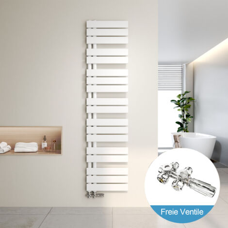 Heilmetz Radiador de Baño y Multiblock set Calentador Secatoallas Calentador de Toallas Blanco 160x40cm + Cromo Válvula