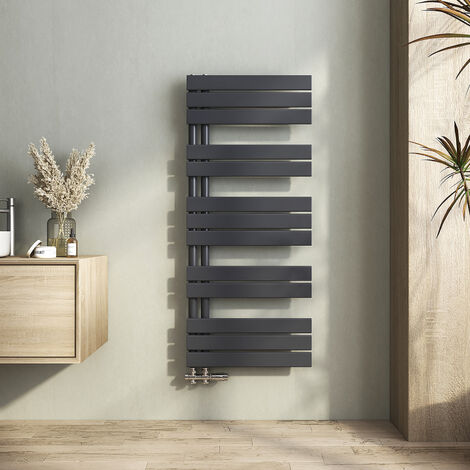 Heilmetz Radiador Toallero de agua Radiador de baño Radiador Conexión Lateral Pannel Radiador Secador de Toallas Antracita 500 x 1200 mm 315W
