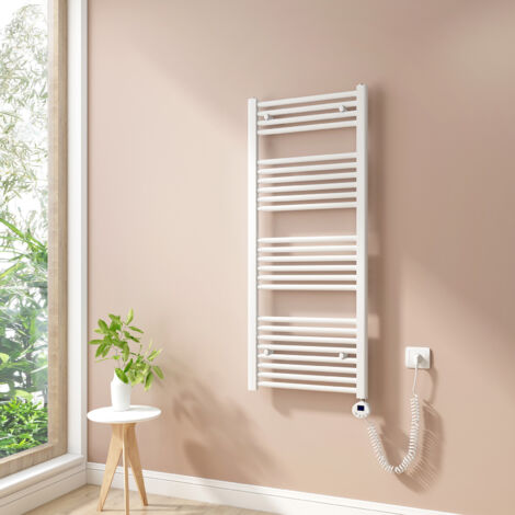 Heilmetz Radiadores Toalleros Eléctricos 500W Radiador Secatoallas Modos Temporizador y Termostato Blanco 120x50cm