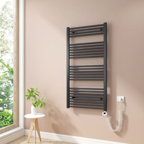 Heilmetz Radiadores Toalleros Eléctricos 600W Radiador Secatoallas Modos Temporizador y Termostato Antracita 120x60cm