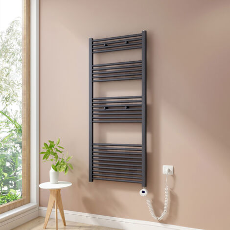 Heilmetz Radiadores Toalleros Eléctricos 661W Radiador Secatoallas Modos Temporizador y Termostato Antracita 140x60cm
