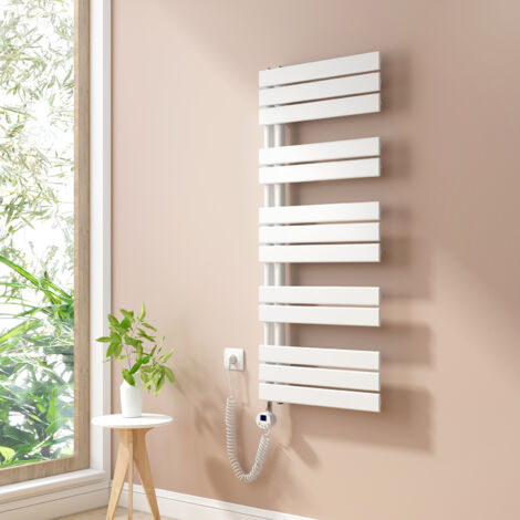 Heilmetz Radiadores Toalleros Eléctricos Unilateral Secatoallas Con Barra Calefactora Eléctrica 120x50cm 600W Blanco