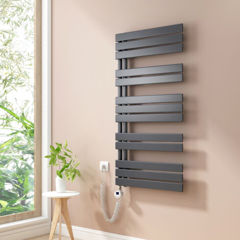 Heilmetz Radiadores Toalleros Eléctricos Unilateral Secatoallas Con Barra Calefactora Eléctrica 120x60cm 600W Antracita