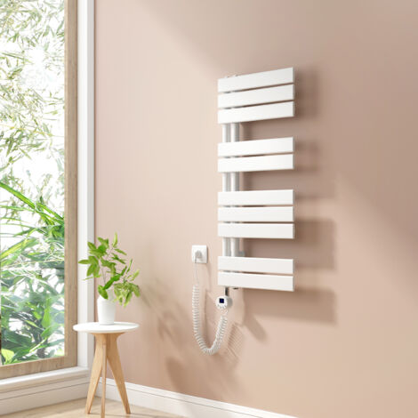 Heilmetz Radiadores Toalleros Eléctricos Unilateral Secatoallas Con Barra Calefactora Eléctrica 90x40cm 400W Blanco