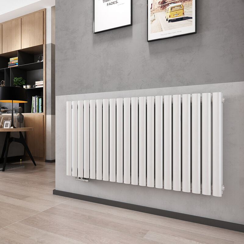 Radiateur à eau chaude panneaux ovale horizontal couche double Radiateur chauffage 60x120cm Blanc - Heilmetz