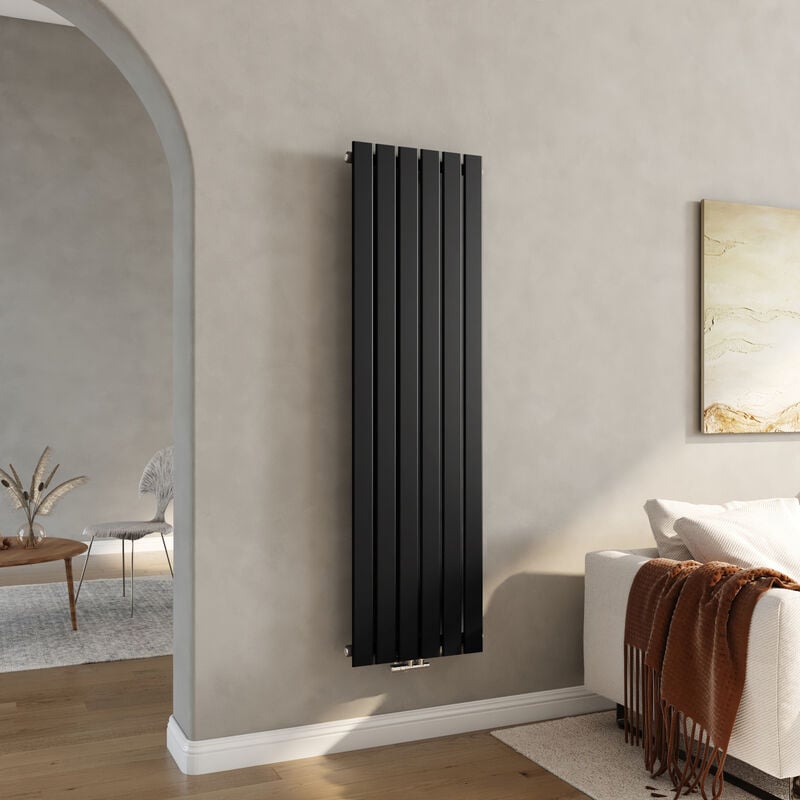 Radiatore Termosifone Singolo Strato Piatto Termosifoni ad Acqua Calda in Acciaio Verticale - Antracite 160x46cm 850W - Heilmetz