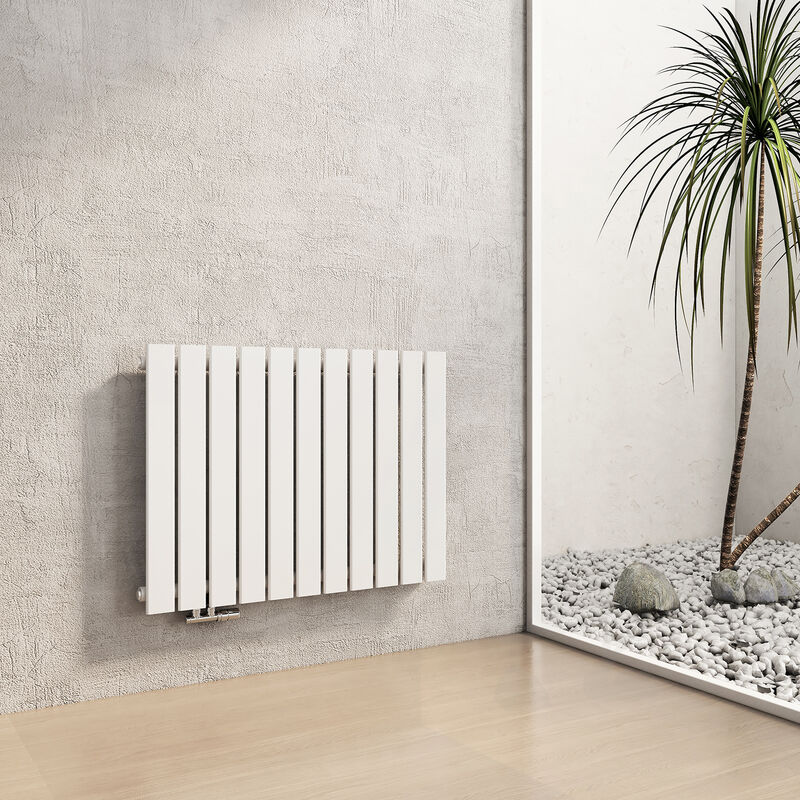 Radiatore Termosifone Singolo Strato Piatto Termosifoni ad Acqua Calda in Acciaio Orizzontale - Bianco 63x85cm 618W - Heilmetz