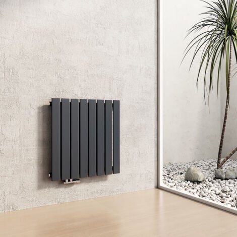 Heilmetz Radiatore Termosifone Singolo Strato Piatto Termosifoni ad Acqua Calda in Acciaio Orizzontale - Antracite 63x61.6cm 450W