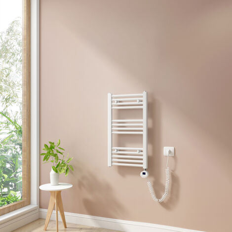 Heilmetz Scaldasalviette Elettrici con Termostato di Riscaldamento Elettrico - Modalità Timer e Termostato, Portasciugamani Elettrico 70x40cm, Bianco