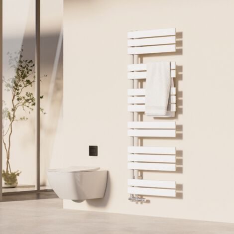 Heilmetz – Sèche-serviette eau chaude 140 x 50 cm – Acier inoxydable – Puissance 661W – Pour salle de bains jusqu'à 7 m² – Connexion latérale