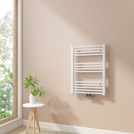 Heilmetz Sèche-serviette eau chaude 284W Radiateur Salle de Bain Chauffe eau Pour Chauffage Central 70×50cm Blanc