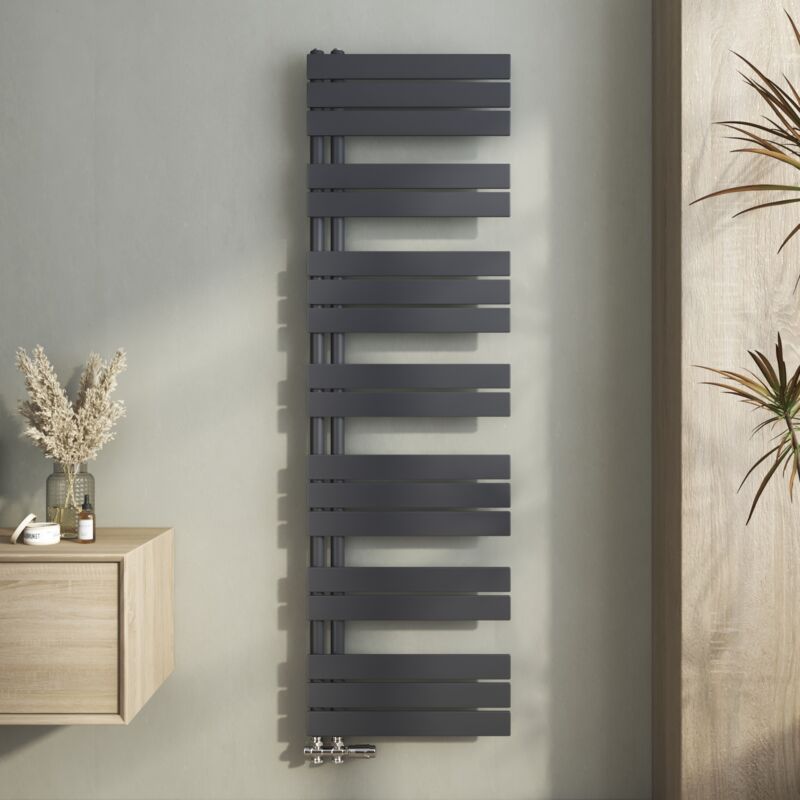 Heilmetz - Sèche-serviette eau chaude Radiateur sèche-serviettes eau chaude, Plates Ouverture Latérale, Anthracite 1662x500mm 849W