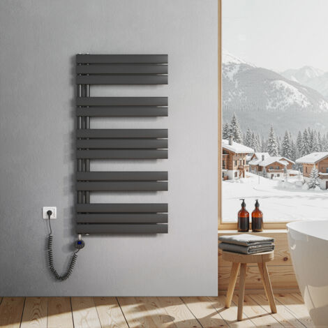 Heilmetz – Sèche-serviette électrique plat 600W – Raccordement latéral – Dimensions H.1176 x L.600 mm – Chauffage rapide et efficace des serviettes