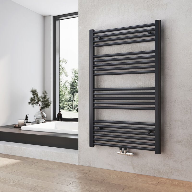 Heilmetz - Sèche-Serviettes de plomberie, Radiateur Porte-Serviettes 100 x 60 cm Anthracite 498W Seche Serviette eau Chaude