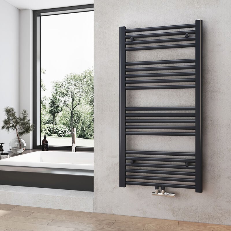 Heilmetz - Sèche-Serviettes de plomberie, Radiateur Porte-Serviettes 100 x 50 cm Anthracite 427W Seche Serviette eau Chaude