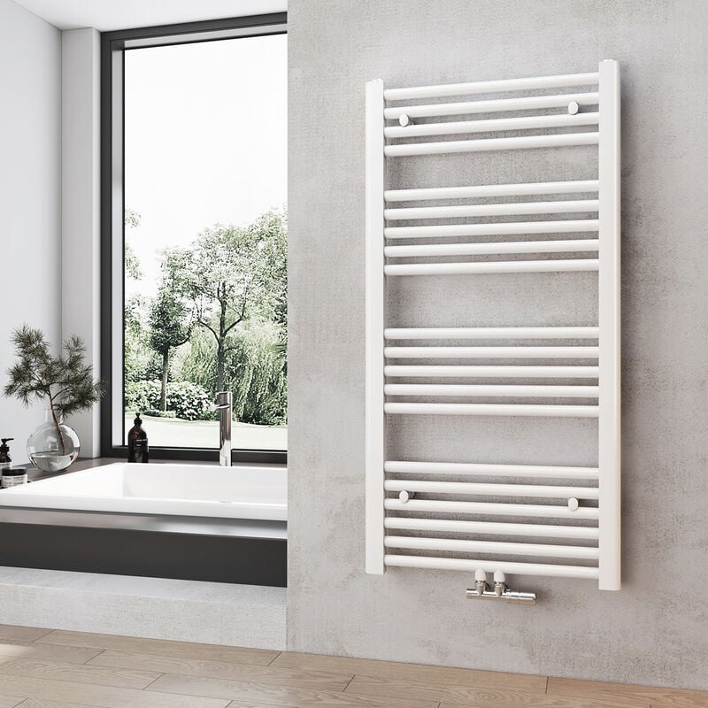 Heilmetz - Sèche-Serviettes de plomberie, Radiateur Porte-Serviettes 100 x 50 cm Blanc 427W Seche Serviette eau Chaude