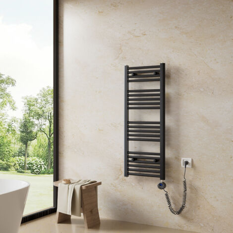 Heilmetz Sèche-Serviettes électrique, Porte-Serviettes électrique économie d'énergie 100x40cm Anthracite avec Timing Elément de Chauffage Electrique