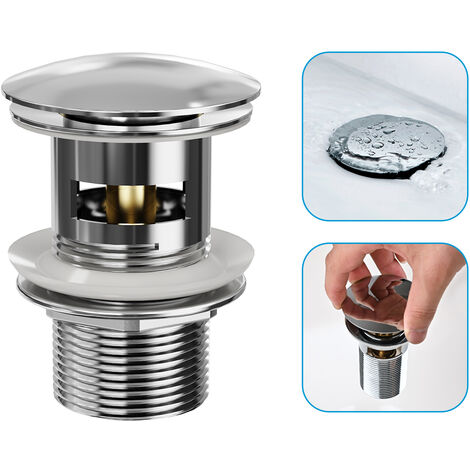 Heilmetz Sifón universal con desagüe y rebosadero para todos los lavabos, fregaderos y griferías de lavabo estándar - Cromo
