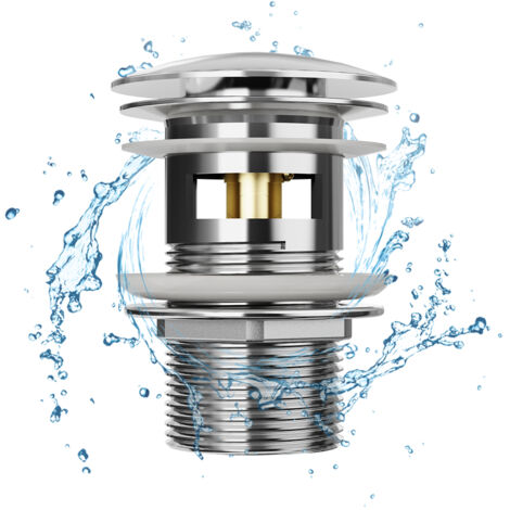 Heilmetz – Siphon évier universel en laiton et acier inoxydable – Ø6.6x7.8 cm – Compatible tous lavabos standard – Installation 1-1/4 pouces