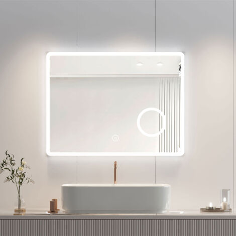 WIEDEN ILLUMINATO LED specchio del bagno BLUETOOTH TOCCO Orologio  meteorologica