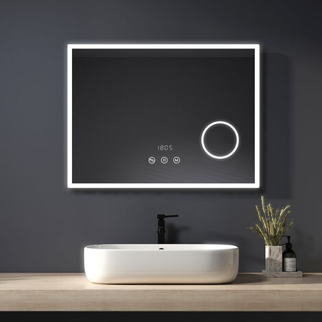 Specchio ingranditore da bagno con luce Led e sabbiatature